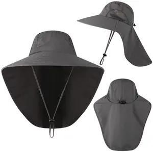 Wholesale Uv Sunshade Ventilation Fisherman Cycling Mountaineering Caps Hat Plain Fishing With String Sun Camping Cap