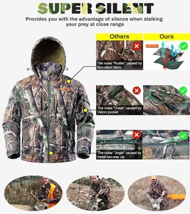 Men's Warm Breathable Waterproof Camo Hunting <b>Jacket</b> <b>with</b> Hood Winter Soft Shell <b>Fleece</b> <b>Lining</b> Quiet Optimal Outdoor Sports - Product Image 5