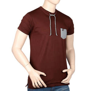 เสื้อยืดคอกลมแขนสั้นผู้ชาย - สีน้ำตาลเข้ม - Product Image 1