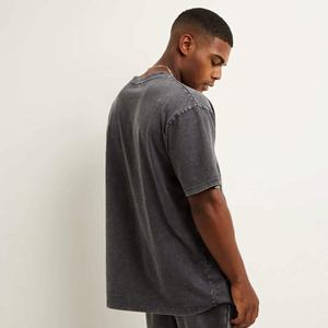 Camiseta de gran tamaño con hombros caídos y cuello redondo con logotipo personalizado para hombre, Camiseta de algodón pesado de otoño con diseño elegante, 100% de algodón - Product Image 2