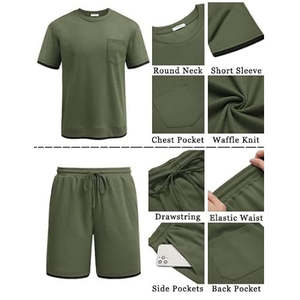 สินค้าใหม่ชุดออกกําลังกายชุดลําลองผู้ชายชุดสั้น 2023 ฤดูร้อนผู้ชายแขนสั้นเสื้อยืดและกางเกงขาสั้นชุด - Product Image 3