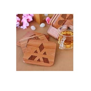 Modern Style New High Quality Round Mango Wood Wine Glass Mats Pads Homeware Tableware Dinnerware <b>Drink</b> <b>Coaster</b> TQC Brand - Product Image 1
