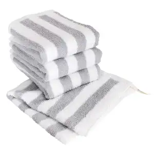 [Wholesale Products] HIORIE Osaka Senshu Brand Stripe Towel 100% Cotton Washcloth 40*40cm 450GSM Hand Towel Thick Soft Grey