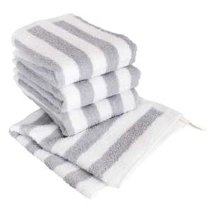 [Wholesale Products] HIORIE Osaka Senshu Brand Stripe Towel 100% Cotton <b>Washcloth</b> 40*40cm 450GSM Hand Towel Thick Soft Grey - Product Image 1