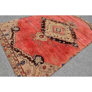 Tapis Vintage Turc Classique Rouge Beige 6.2 X 10.4ft Large Surface Laine Latex Nouveau Rectangle Patchwork pour Couloir Tapis de Chambre - Product Image 2