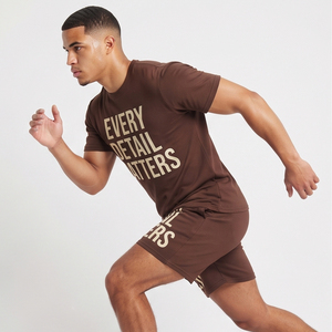 Ensemble de shorts imprimés en molleton de coton polyester respirant pour l'hiver, t-shirt à col rond pour homme, deux pièces - Product Image 5