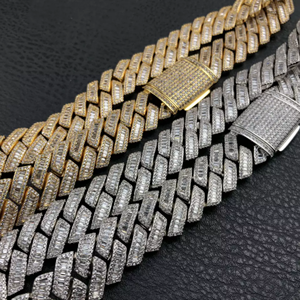 สร้อยเงินแท้ประดับ925ประดับเพชรแบบกำหนดเองมีเพชรสีขาวสายโซ่สไตล์ฮิปฮอปใช้ได้ทั้งชายและหญิง - Product Image 3