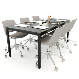 UConcept HBUC010 Minimalist Design Meeting <b>Table</b> 180x90 Steel Legs Assembly Required for Conference Room & Hotel Use - Product Image 3