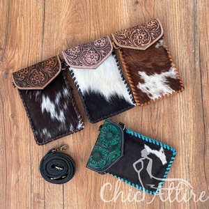 <b>Women's</b> Custom Cowhide Leather Phone <b>Crossbody</b> Purse Multifunctional Travel Hand Tooled <b>Small</b> Mobile Phone <b>Bags</b> Tassel Nylon - Product Image 1