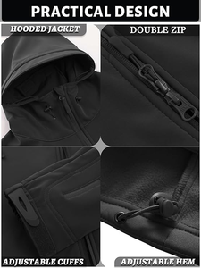 Wholesale Mens <b>Soft</b> <b>Shell</b> <b>Jacket</b> Tactical Style Winter Warm Fleece Lined Coat with <b>Hood</b> supplier - Product Image 5