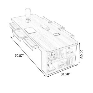 Brown Rectangular Solid Wood Writing <b>Desk</b> with Computer Workstation-DESK2-0055 - Product Image 4