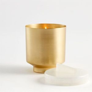 Bougeoir cylindrique de forme ronde en métal de luxe avec couvercle en bois Pot à bougie antique en laiton de haute qualité - Product Image 3