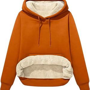 Sudadera Casual sólido manga larga suelta ajuste Tops pulóver mujer Otoño Invierno mujeres sudaderas con capucha cómodo algodón sólidos colores - Product Image 6
