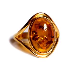 Bague en ambre de la Baltique plaqué or 18 carats faite à la main, beau cadeau de mariage pour les femmes, améthyste en diamant taille ovale personnalisable - Product Image 6