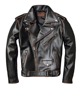 Classique hommes ventes moteur motard veste en cuir de vachette véritable mince Vintage mode toile manteau grande taille disponible - Product Image 1