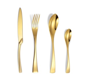 Ensemble de couverts élégants en titane lourd, argenté, en acier inoxydable doré, pour restaurant, maison et célébrations festives - Product Image 1