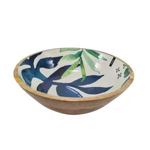 Bol de service rond en bois écologique avec motif imprimé en émail pour les fêtes, la maison et l'hôtellerie - Product Image 2