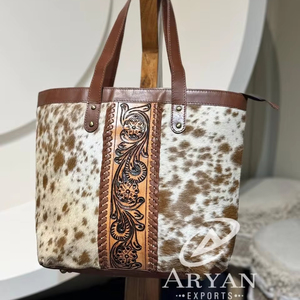 กระเป๋าใส่ของหนังสไตล์ตะวันตกสำหรับผู้หญิงกระเป๋าโท้ทหนังแท้แบบปิดได้กระเป๋าคอลเลกชันที่ยอดเยี่ยม - Product Image 1