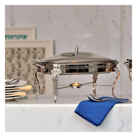 Réchaud de buffet décoratif à gaz/carburant, chauffe-plats professionnel en cuivre et acier inoxydable avec couvercle en verre, capacité 8L, idéal pour les hôtels