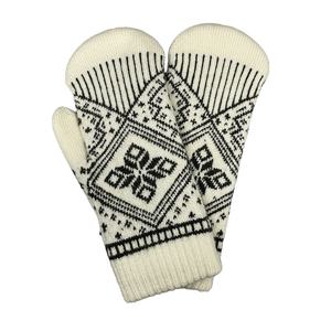 Winter Casual Jacquard Pattern Merino <b>Wool</b> One Size <b>Mittens</b> - Product Image 1