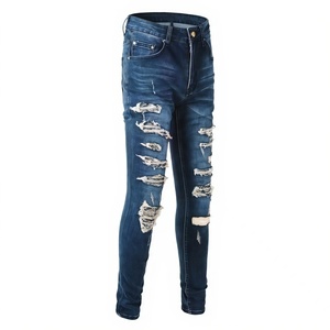Produttore di <span class=keywords><strong>Jeans</strong></span> Personalizzati, <span class=keywords><strong>Jeans</strong></span> Streetwear, <span class=keywords><strong>Jeans</strong></span> Slim Strappati Grigi con Patch e Bandana per Uomo, Stile Hip Hop - Product Image 6