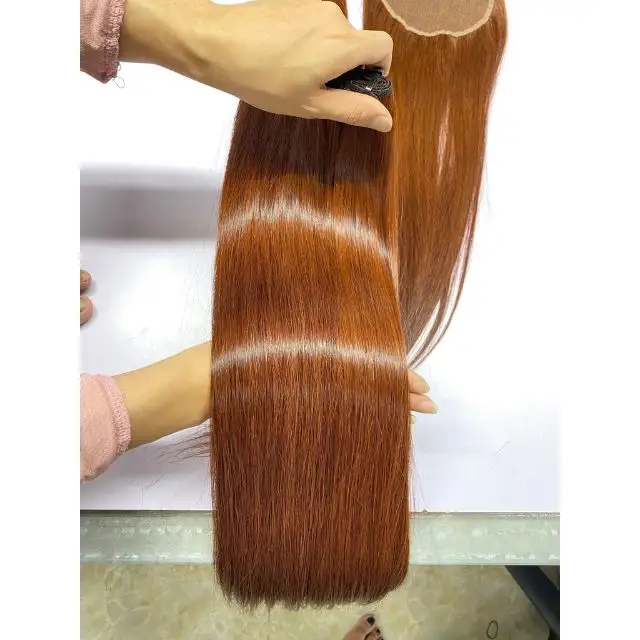 Genius Weft Hair Extensions 100 Cuticle Aligned Super Double Drawn Virgin Raw Hair Vietnamese Brown Color