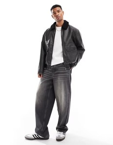 แจ็กเก็ตผู้ชายหนังแกะสไตล์นักบินลำลองสำหรับฤดูหนาวไซส์ใหญ่หนังเทียมมีซิประบายอากาศได้ดีอบอุ่นสำหรับการใช้งานกลางแจ้ง - Product Image 2