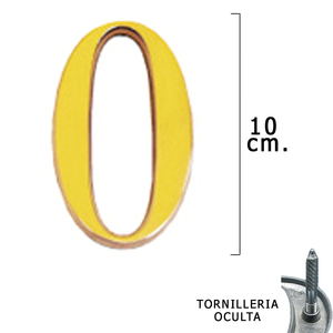 Numero in ottone "0" 10 cm. Viti a scomparsa (confezione blister da 1 pezzo) - Product Image 1