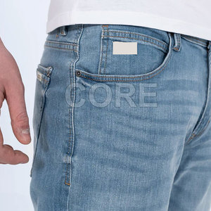 Haute qualité hommes Jeans pantalon nouveau Design grand ajustement léger toile taille moyenne Style décontracté stocké aspect lavé - Product Image 4