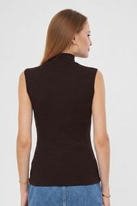 Top sin mangas de cuello alto para mujer, de punto, color liso, ajustado, mezcla de modal y elastano, estilo minimalista, para todas las estaciones - Product Image 2