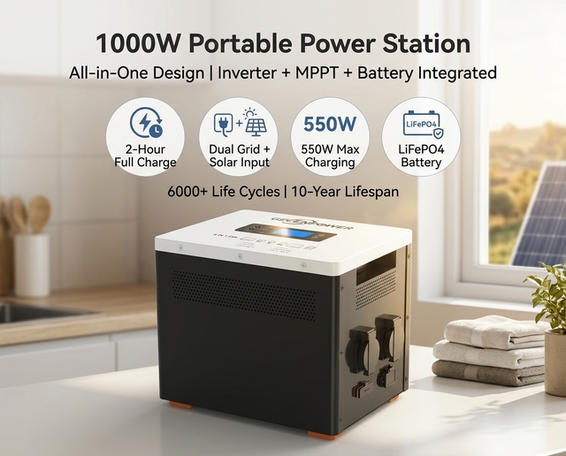 1000W Portable Power Station LiFePO4 Solar Generator All-in-One Home Backup MPPT Fast Charge MSDS UN38.3