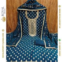 Salwar Kameez Femme Indienne Pakistanaise Ethnique Tenue de Fête Chanderi Non Cousue Robe Costume de Gros Prix Bas