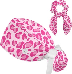 Bonnet chirurgical imprimé personnalisé motif animal ruban attache arrière porte-bouton bas minimums vétérinaire uniforme clinique vente en gros casquettes de gommage - Product Image 3