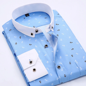 ชุดเดรสผ้าฝ้ายแขนยาวสำหรับผู้ชาย, เสื้อเชิ้ตทางการแขนยาวไม่มีรอยยับยืดเสื้อลำลองธุรกิจมีกระดุม - Product Image 3