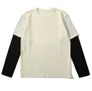 Offre Spéciale 100% coton 240Gsm décontracté Double couche T-shirt à manches longues personnalisable coupe surdimensionnée avec impression numérique - Product Image 1