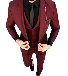 Blazer Slim trois pièces à la mode, ensemble de deux pièces de mariage, revers à pointe, bal de mariage, Mascul - Product Image 4