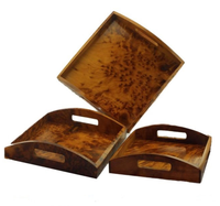 Ensemble de plateaux de thuya marocain artisanal plateaux en bois carrés assiettes décoratives ronce bois panneaux muraux boîtes artisanales polies personnalisées