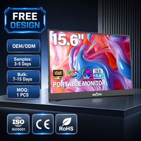 Moniteur portable IPS 15,6 pouces 1080p avec écran USB C et support réglable à 90 degrés pour téléphone portable et jeux