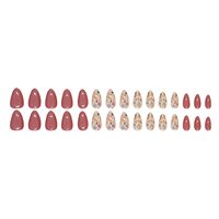 Korte druk op Amandelvormige nepnagels Bloem Acryl Herfstnagels Volledige dekking Lijm op Schattige valse bloemige stick-on nagels Groothandel