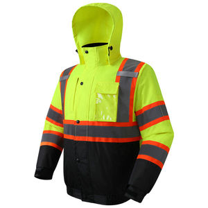 Chaqueta de Seguridad de Alta Visibilidad para Invierno con Cuello de Forro Polar, Chaqueta de Trabajo Impermeable y Reflectante con 10 Bolsillos - Product Image 4
