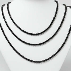 Collier Chaîne Tennis en Argent 925 Plaqué Or Noir avec Moissanite Taille Ronde Brillante Sertie en Canal, Minimaliste, Unisexe, Quotidien - Product Image 2