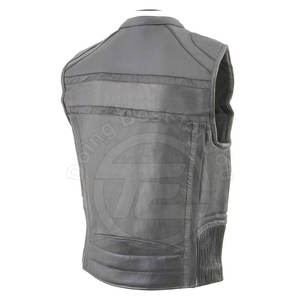 2024 OEM véritable hommes décontracté pur cuir moto gilet respirant hiver vêtements d'extérieur court bouton sans manches coupe-vent meilleur - Product Image 5