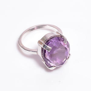 Bague de mariage classique en argent sterling 925 améthyste ovale coupe pierres précieuses bagues fines pour anniversaire de fiançailles ou cadeau de fête - Product Image 2