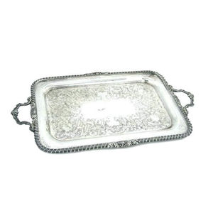 Plateau à nourriture en métal de grande taille au design moderne, plateau de service pour desserts fait à la main, idéal pour la restauration rapide et les repas élégants - Product Image 2