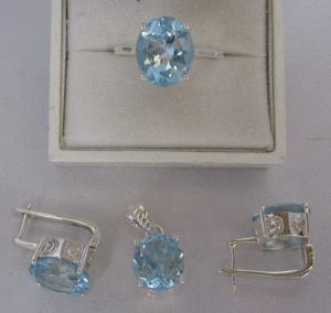 Shah Gems 925 Sterling Silver Fine Jewelry <b>Set</b> with Natural Sky Blue Topaz <b>Gold</b> Plated Pearl for Women for Parties Weddings - Product Image 1