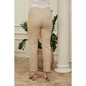 Rmg <b>Elastic</b> <b>Waist</b> Plus Size Cream Cotton <b>Trousers</b> - Product Image 5