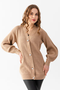 <b>Women's</b> Knitwear <b>Oversize</b> <b>Cardigan</b> Button Detail High Quality Breathable Customizable OEM Service - Product Image 2