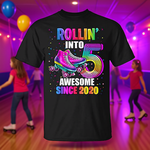 T-shirt à thème patinage pour filles de 5 ans, haut de fête en coton à manches courtes et col rond pour enfants - Product Image 3