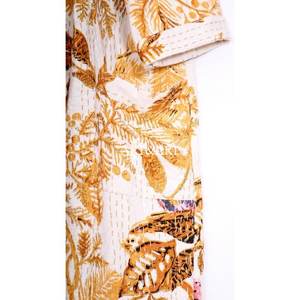 Bata de Invierno Kantha para Mujer, Kimono de Tela Ecológica, Estilo Étnico Tradicional Indio, Hecho a Mano, Colorido, de Algodón, Largo - Product Image 2