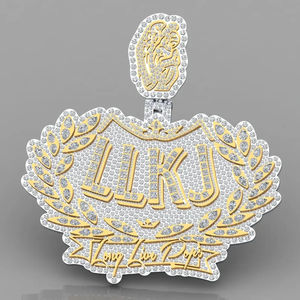 2024 nuevo collar de plata de ley 925 personalizado totalmente helado VVS Moissanite diamante colgante estilo Hip Hop plata chapada en oro hinduismo - Product Image 6